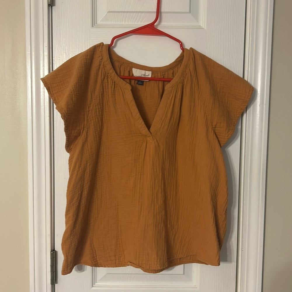 Universal Thread Large Blouse short sleeve mustard yellow top
